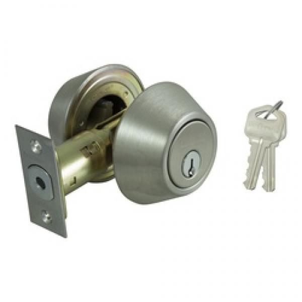 ProSource Deadbolt, 3 Grade, Stainless Steel, 2-3/8 to 2-3/4 in Backset, KW1