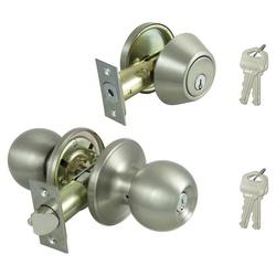 ProSource Deadbolt and Entry Lockset, 3 Grade, Saturn Handle, Keyed Alike