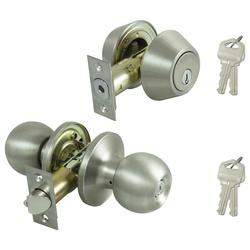 Prosource Deadbolt and Entry Lockset, 3 Grade, Saturn Handle, Keyed Alike