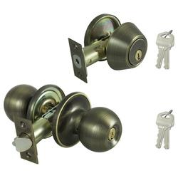 Prosource Deadbolt and Entry Lockset, 3 Grade, Saturn Handle, Keyed Alike