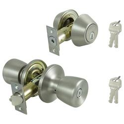 Prosource Deadbolt and Entry Lockset, 3 Grade, Tulip Handle, Keyed Alike