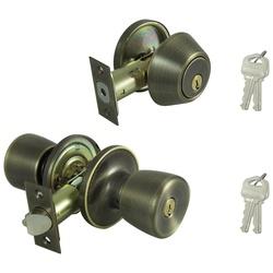 Prosource Deadbolt and Entry Lockset, 3 Grade, Tulip Handle, Keyed Alike