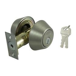ProSource Deadbolt, 3 Grade, Satin Nickel, 2-3/8 to 2-3/4 in Backset, KW1