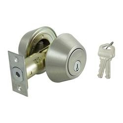 ProSource Deadbolt, 3 Grade, Stainless Steel, 2-3/8 to 2-3/4 in Backset, KW1