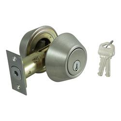 ProSource Deadbolt, 3 Grade, Stainless Steel, 2-3/8 to 2-3/4 in Backset, KW1