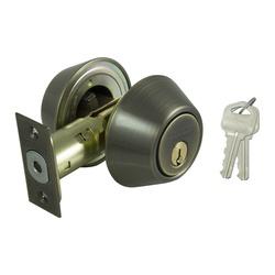 ProSource Deadbolt, 3 Grade, Antique Brass, 2-3/8 to 2-3/4 in Backset, KW1