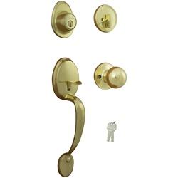 ProSource Handleset, 3 Grade, Keyed Key, Brass, Polished Brass, 2-3/8 x