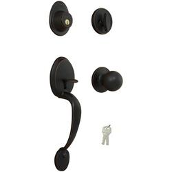 ProSource Handleset, 3 Grade, Keyed Key, Zinc, Aged Bronze, 2-3/8 x 2-3/4 in