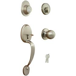 ProSource Handleset, 3 Grade, Keyed Key, Brass, Satin Nickel, 2-3/8 x 2-3/4