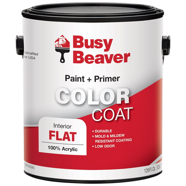 Busy Beaver Color Coat Interior Paint + Primer - Flat - White Pastel - Gallon