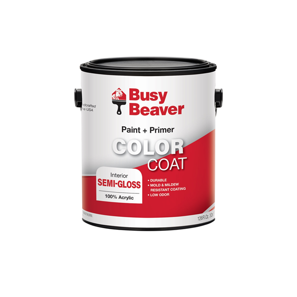 Busy Beaver Color Coat Interior Paint + Primer - Semi-Gloss - White Pastel - Quart
