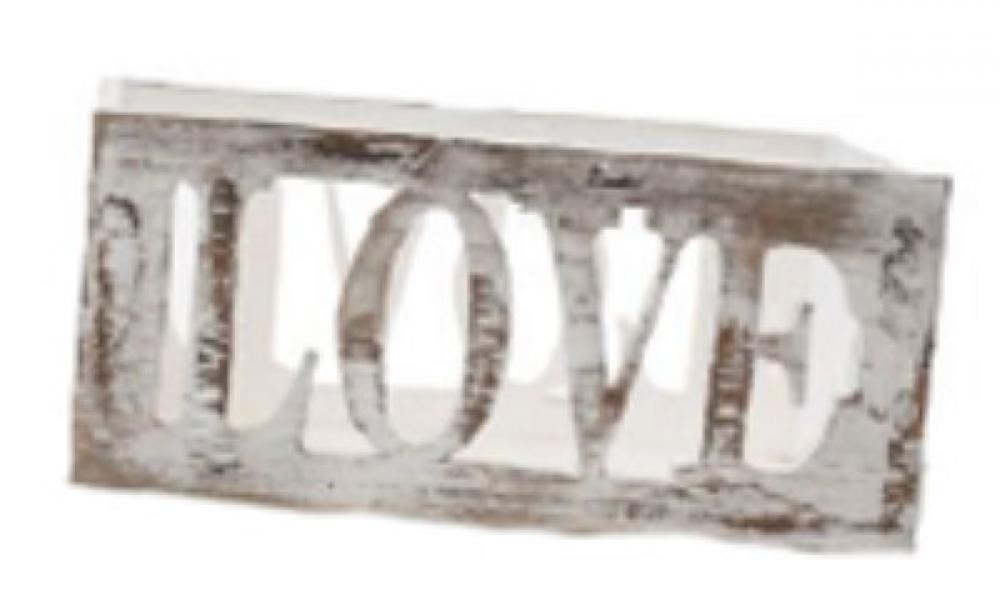 White Large Wood Crate - Love