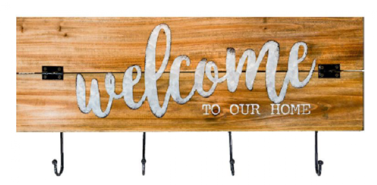 22ft Welcome Wood Sign with Hooks