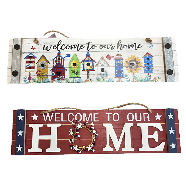 28" Wood Dbl side Home / Welcome