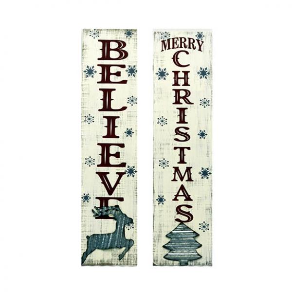 31" "Believe" & "Merry Christmas" Double Sided Sign