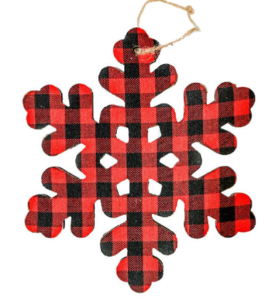 10 in Hanging Red Flannel Snowflake