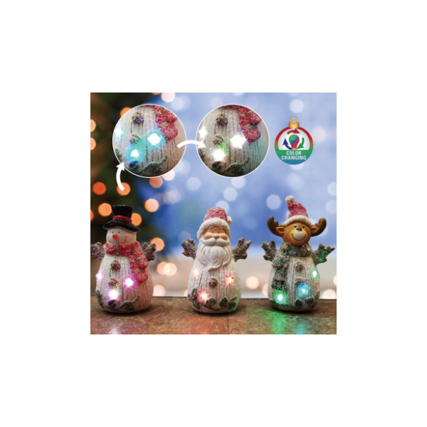 L.E.D. Glittered Christmas Figures - Assorted