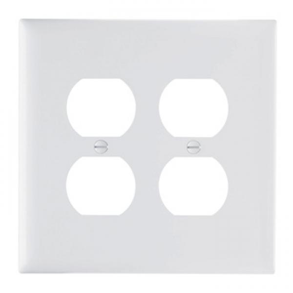 Pass & Seymour TradeMaster TPJ82W Receptacle Wallplate, 5-1/8 in L, 5.062 in